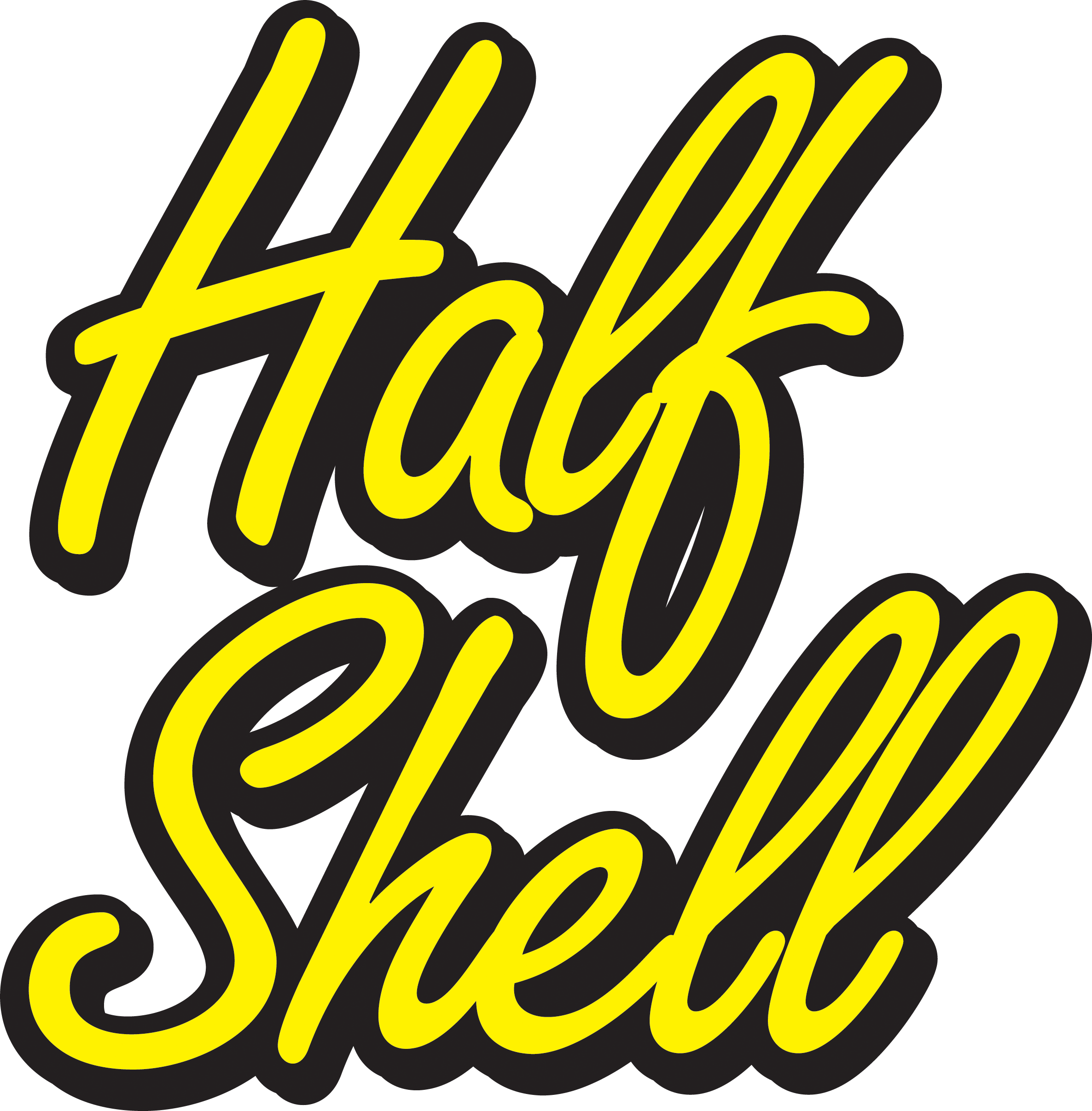 half shell logo words copy